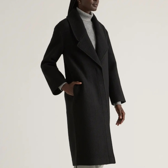 Quince Jackets & Blazers - Quince 100% Merino Wool Shawl Collar Long Coat Black M